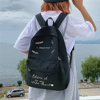 

Large Capacity Backpack Schoolbag Fashion Women Patchwork Letter Zip Waterproof Capacity Student Backpack Travel Couple Bag N3