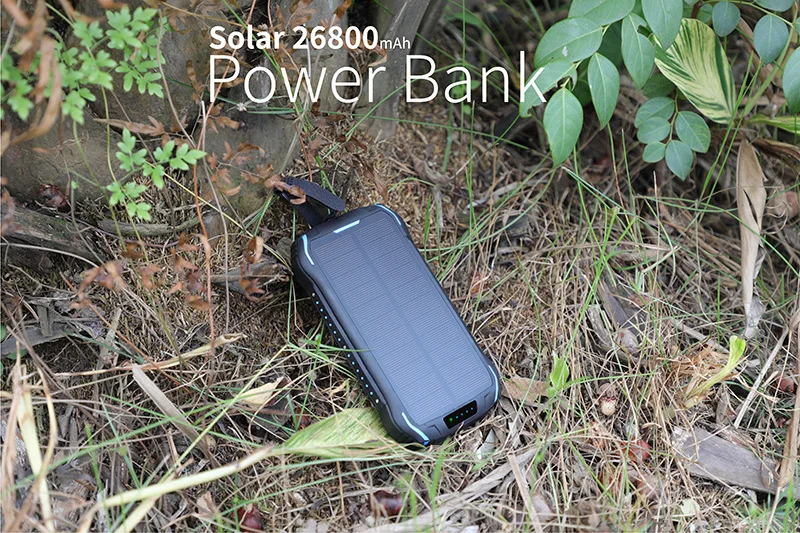 Солнечный внешний аккумулятор, водонепроницаемый внешний аккумулятор, портативное зарядное устройство, светодиодный ЖК-дисплей, реальная емкость, 30000 мА/ч, для всех смартфонов