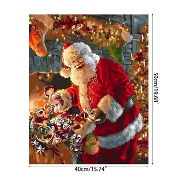 

Paint By Numbers For Adults and Kids DIY Oil Painting Gift Kits Pre-Printed Canvas Art Home Decoration -Smiling Santa