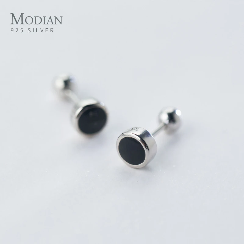 Modian Простой Круглый Эмаль рок серьги гвоздики для женщин 925 стерлингового