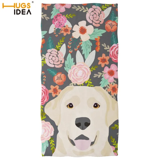HX047 HUGSIDEA банное полотенце Schnauzer/Husky/French Bulldog Florals, полотенце для отелей, пляжное одеяло с милым дизайном для домашних животных, полотенце для рук/волос - Цвет: HX047