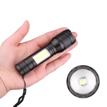 

LED USB Rechargeable T6 Zoomable 3 Modes Torch with Cable Flashlight