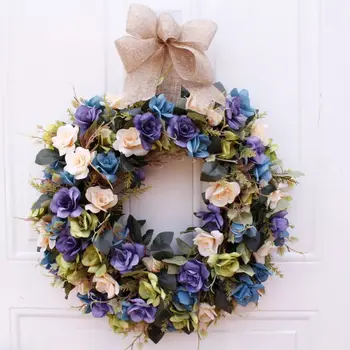 

Beautiful Wedding Party Home Decoration Artificial Rose Flower Wreath Round Wreath Warm Romantic Family Decoration Wreath