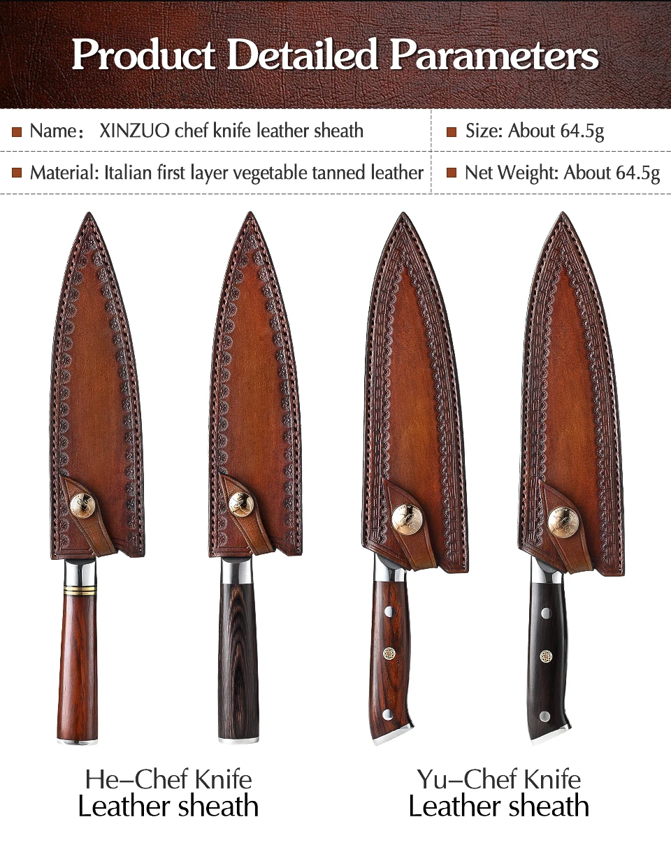 XINZUO 1 шт. кухонный нож Leatcher оболочка ручной работы итальянский первый слой растительного дубления кожаный чехол для 8 ''шеф-повара кухонный нож