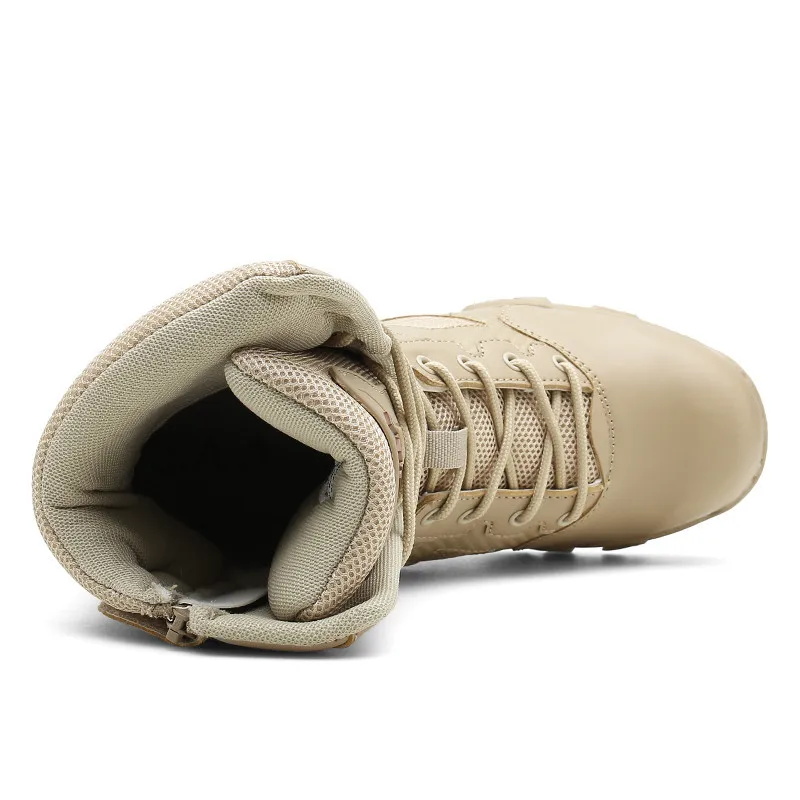 Для мужчин Высококачественная брендовая одежда кожаные ботинки в Военном Стиле спецназа Тактический пустынный армейские Для Мужчин's сапоги обувь для отдыха на открытом воздухе обувь ботильоны