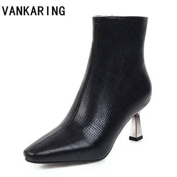 

botas womens plus size pointed toe ankle snakeskin boots high block square high heels snake print chunky heel bootie casual shoe