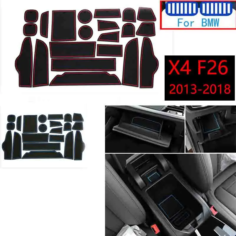 

Car Styling For Bmw X4 F26 2013-2018 Performance M Power Cover Door Groove Mat Gate Slot Cup Anti Slip Slot Mats Pads Sticker