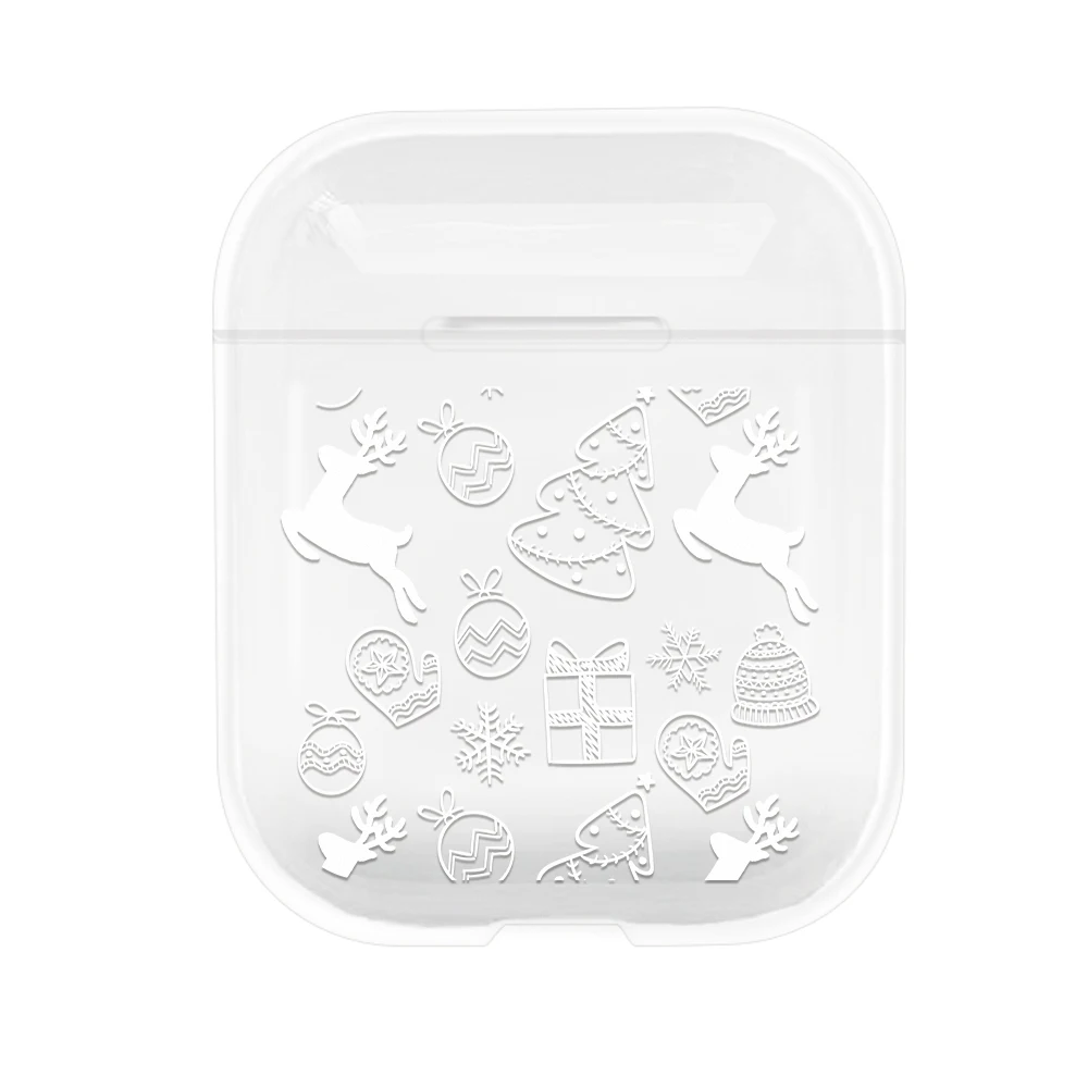 For Air Pods Super Cute Cartoon Christmas Transparen Bluetooth Wireless Earphone Cases For Apple AirPods 1 2 Hard PC Cover Box - Цвет: 07