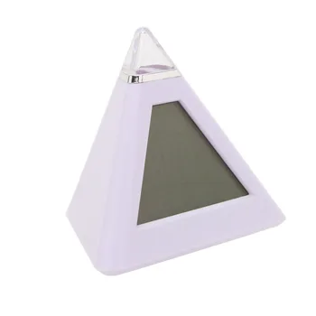 

New Multi Color LED Color Changing Digital Pyramid Mood Alarm Clock Thermometer Electronic Table Desktop Clocks Gifts