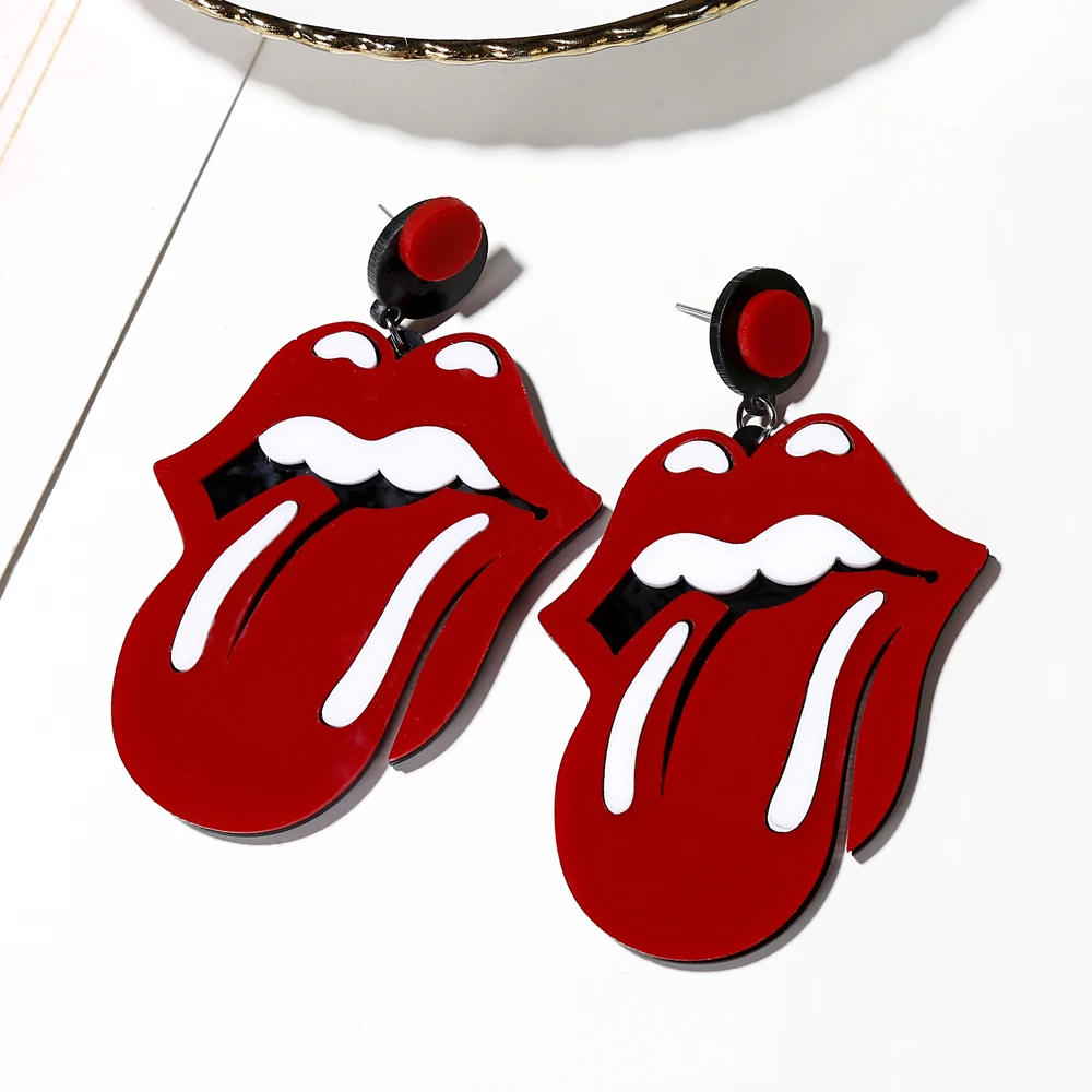 YAOLOGE Creative Cartoon Red Tongue Acrylic Long Drop Earrings for Women Couple Fashion Funny Party Jewelry Halloween Gifts | Украшения и
