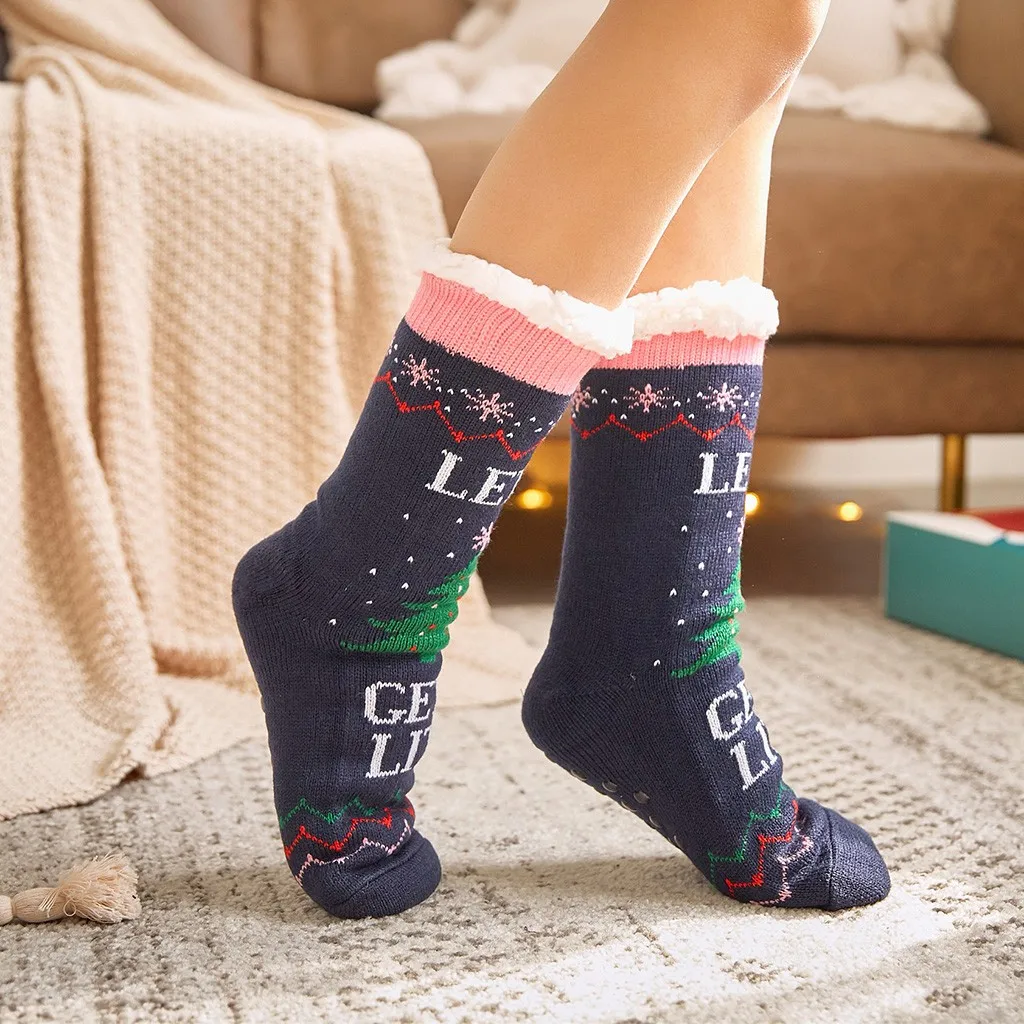 25# женские, мужские, унисекс, рождественские носки, Рождественский Санта, пушистая теплая Коралловая сумка для животных, длинные носки-тапочки, повседневная домашняя хлопковая одежда с принтом, Новинка