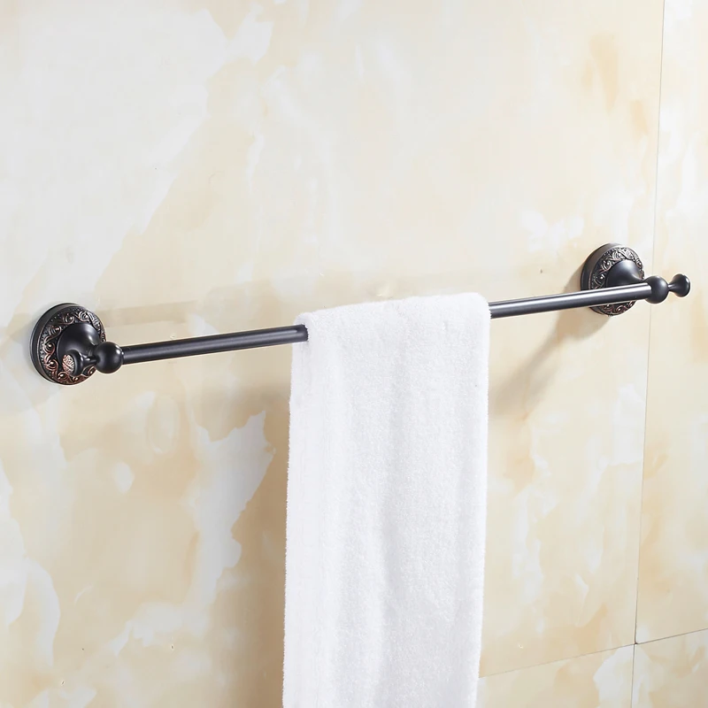 Single Towel Bar Набор аксессуаров для ванной, черный крючок для халата, вешалка для полотенец, барная полка, держатель для бумажной ткани, держатель для зубной щетки, аксессуары для ванной комнаты - Цвет: Single Towel Bar