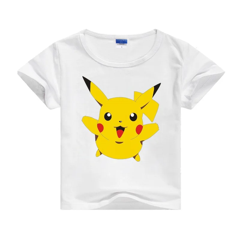 Pokemon patterned white children's T-shirt top casual cotton printed short-sleeved children's clothing