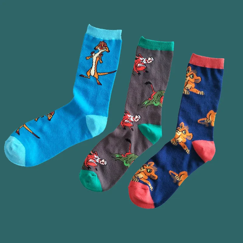 Creative Lovely Cartoon Lion Boar Cute Socks Couples Casual Personality Tide Socks Outdoor Streets Hip Hop Happy Funny Men Sox