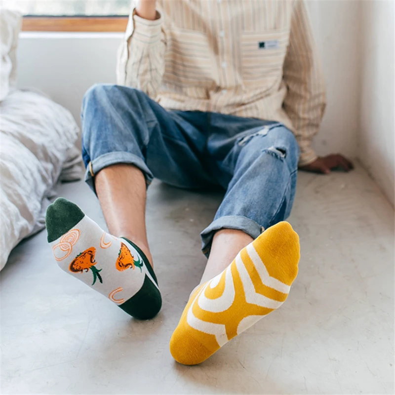 Moda Mulaya Creative Funny Men's Socks Invisible Low Cut Ankle Sock Summer Casual Breathable Short Socks Unisex Coton & Women