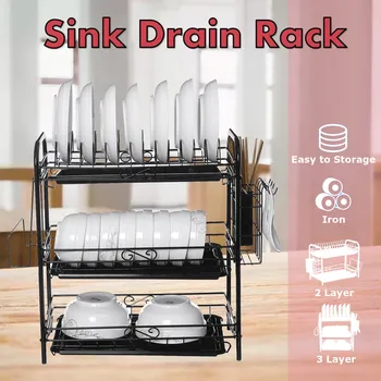 

2/3 Layer Stainless Steel Cutlery Storage Shelf Dish Rack Kitchen Drain Storage Knife Chopping Board Holder Home Supplies