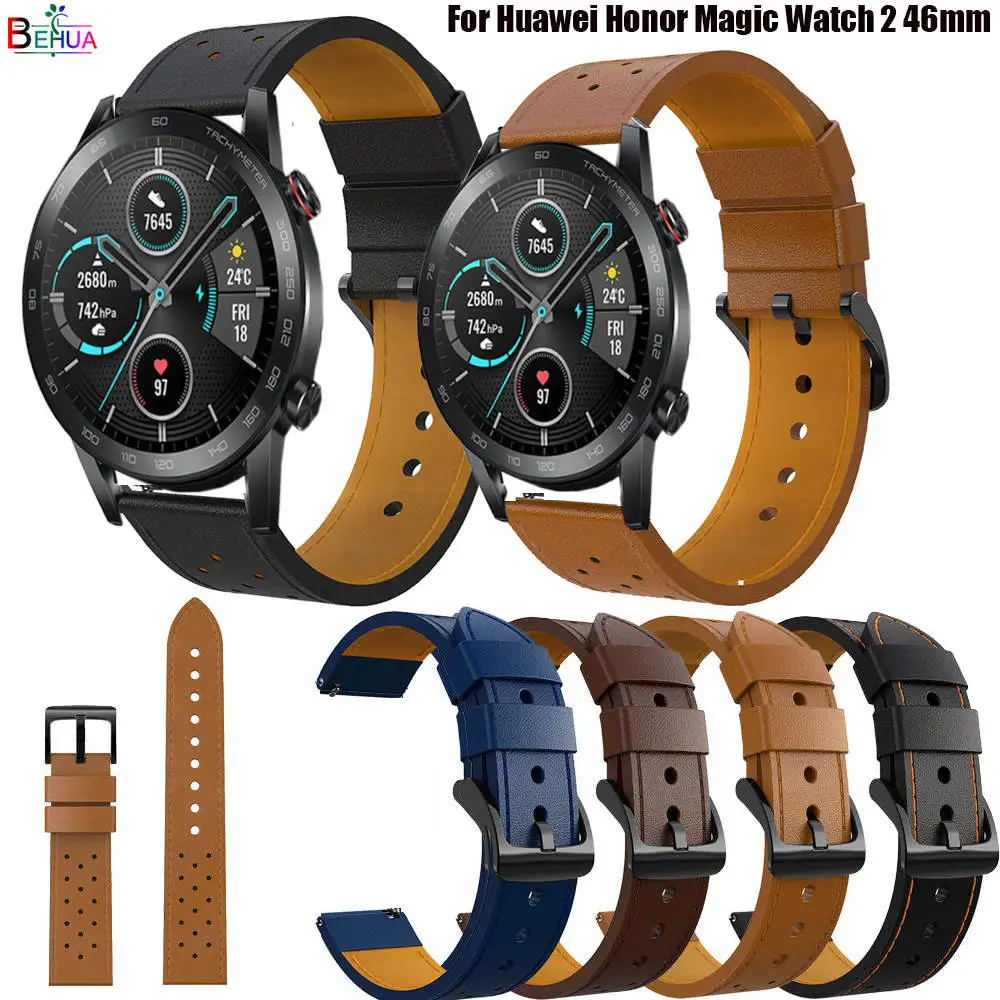 Ремешок кожаный для Huawei Honor Magic Watch 2 46 мм браслет смарт-часов Amazfit GTR 47 22 | Наручные