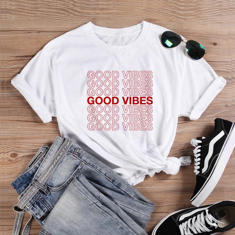 ONSEME Good Vibes лозунг футболка феминистские футболки Женщины-хипстеры выдолбленные