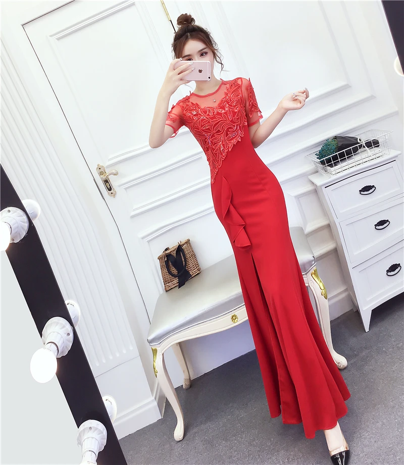 Платье подружки невесты, светильник синего цвета, красное, Vestido Azul Marino, длинное, для гостей, для свадебной вечеринки, для женщин, с вышивкой, с оборками, черное платье для ужина