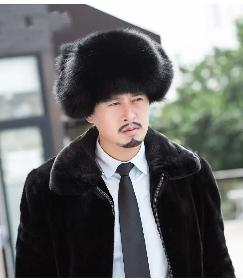 Меховая шапка для мужчин наружная ткань Cap Top лиса шерсть енота для женщин среднего возраста от Lei Feng(Лея фенг), шляпа для отдыха