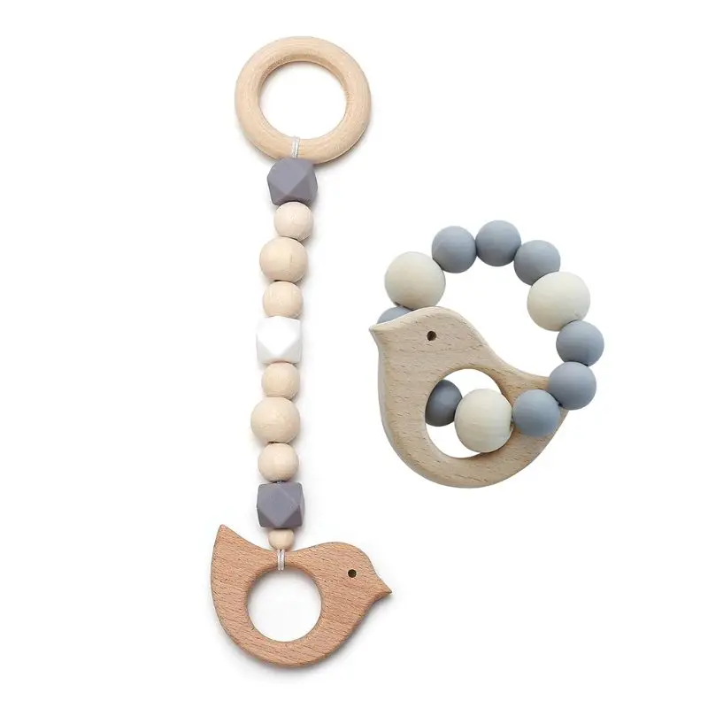 Детский деревянный прорезыватель, молярный браслет, подвеска в форме животного, Прорезыватель для зубов, детский деревянный Прорезыватель