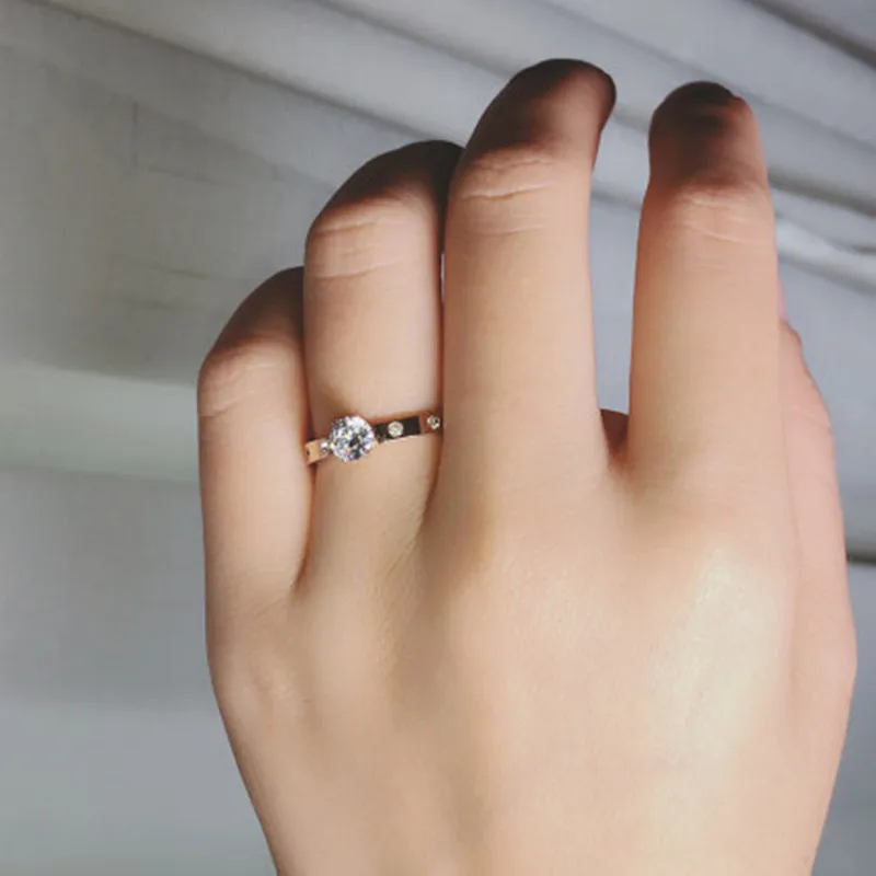 Wedding Rings Finger Rings Womens Ring Jewelry Rings Ring Jewelry Couple Rings Love Jewelry Titanuim Steel Rose Gold Color Crystal Ring For Women Size5-9 R008