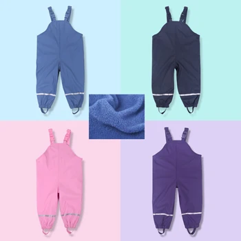 

0-7T Children Velvet Trousers Baby Boy Girl Waterproof Trousers Rain-proof Overall Pants Kindergarten Child Student Rain Pants