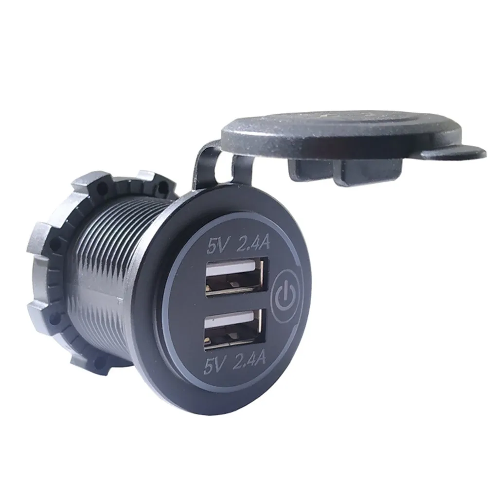 Двойной 4.8A USB зарядное устройство с сенсорным переключателем двойной зарядное устройство USB Розетка с переключателем для транспортных средств автомобиля мотоцикла# a731y50