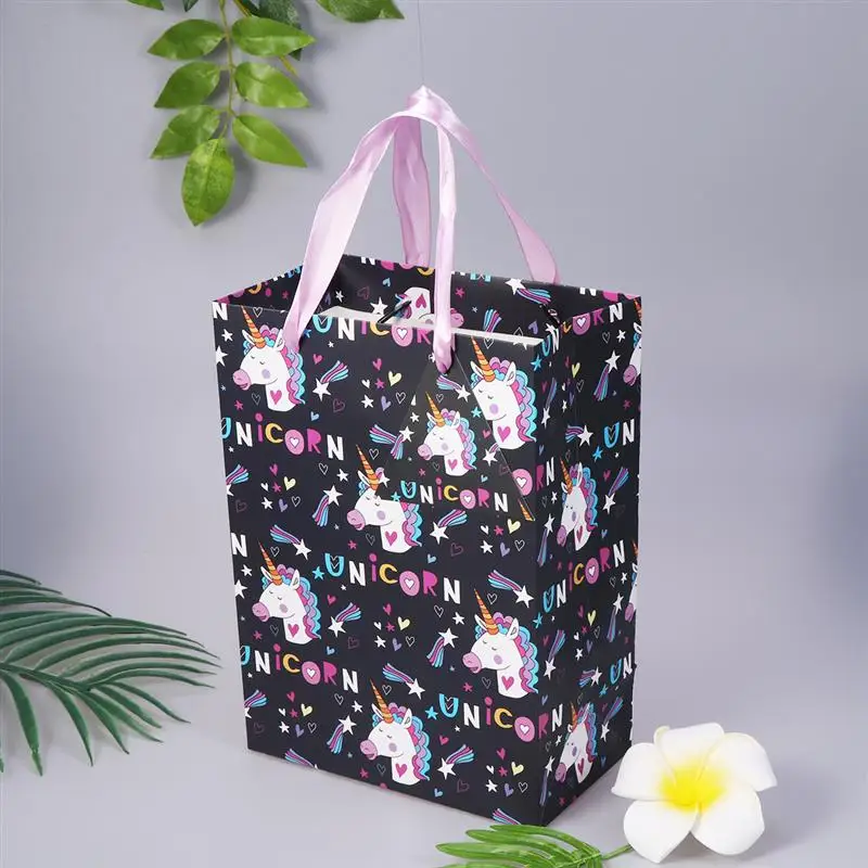 1PC Prty Bags with Handle Unicorn Cartoon Gift Pouches Present Tote Bags Gift Bags for Birthday Party Favor Feastival