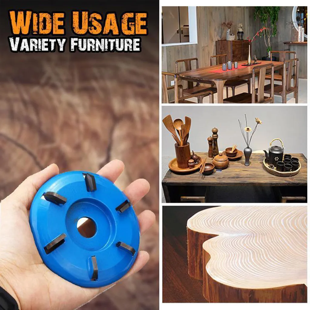 90mm Power Wood Carving Disc for 22mm Angle Grinder Milling Cutter Tea Tray Blade Six-tooth Woodworking Turbo Disc Grinder #25