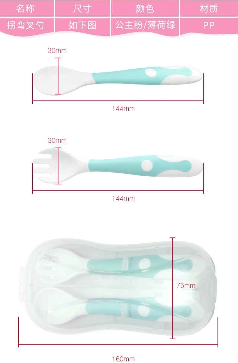 Shilly Spoon Fork Infants Feeding Tableware Set fu shi shao Infant Baby Feeding Spoon Kit Customizable Logo
