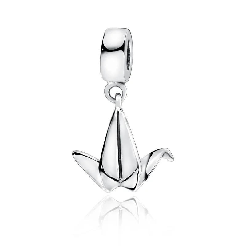 

Classic 925 Sterling Silver Paper Crane Dangle Charm pendant fit Original Pandora Bracelets Women DIY Jewelry