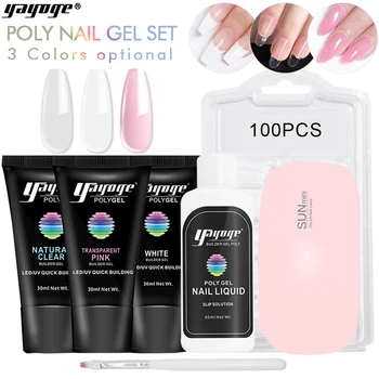 

UK Ship Yayoge Poly Gel Nail Kit Quick Building Nails Tips a Set Of Hard UV Gel Varnishes Nail Extension Polygel For Nail Art