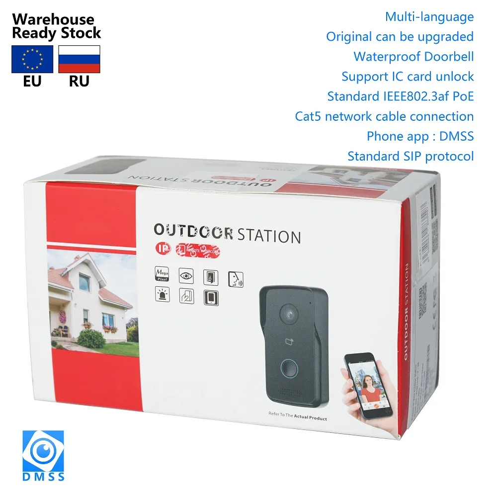 Timbre IP para Villa, videoportero, teléfono de puerta, Nube P2P, VTO2111D-P-S2 multilenguaje, 802.3af, logo DH