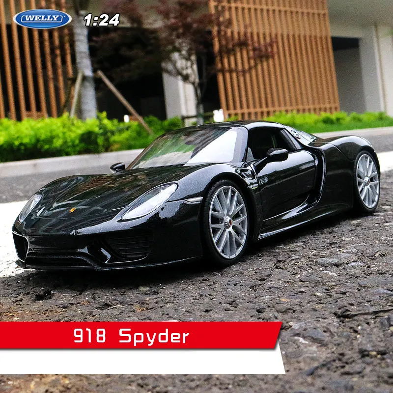 Welly 1:24 Porsche 911 GT3 RS blackcar модель автомобиля из сплава Моделирование Украшение автомобиля коллекция Подарочная игрушка Литье под давлением модель игрушка для мальчиков - Цвет: 918 Spyder