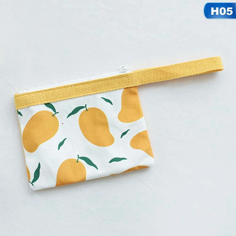 Fruit Print Clutch Cotton Cell Phone Bag Coin Purse Fresh Fruit Print Hand Purses Ladies Money Bag