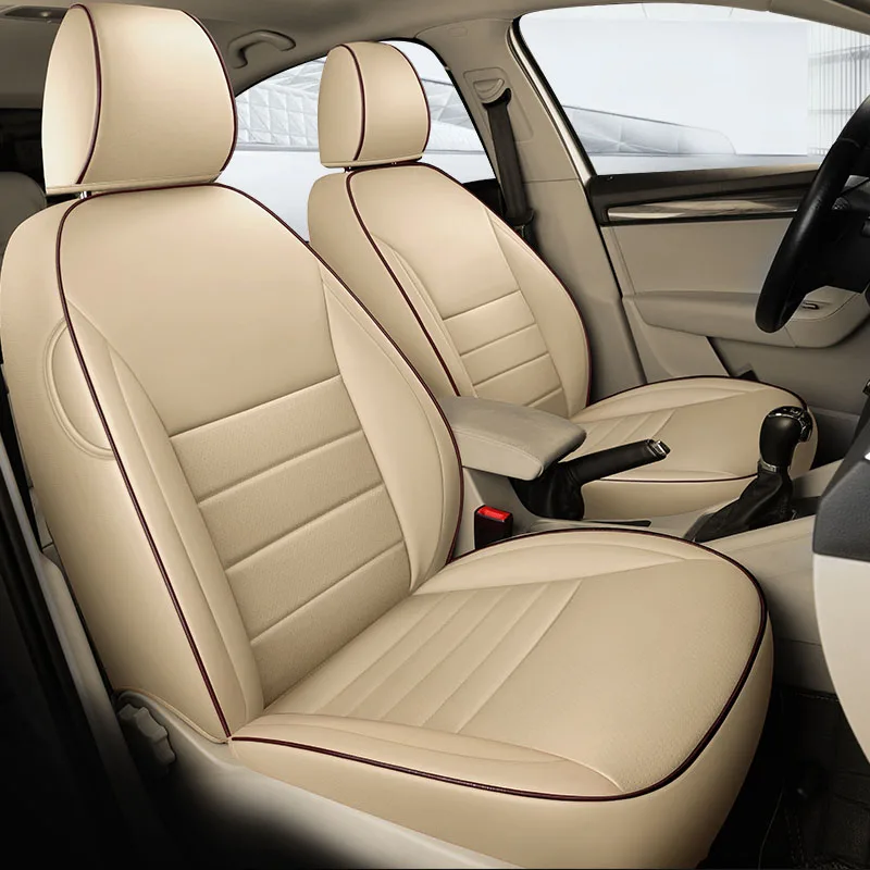 BEIGE Чехлы для автомобильных сидений кожаные для авто skoda octavia a5 a7 автомобильные чехлы для сидений для автомобилей аксессуары автомобильные аксессуары Стайлинг - Название цвета: BEIGE
