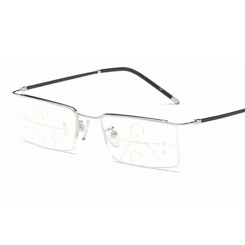 Деловые безрамочные прогрессивные Мультифокальные очки для чтения, мужские смарт-очки для чтения с зумом, женские очки для чтения с дальним прицелом, анти-синие
