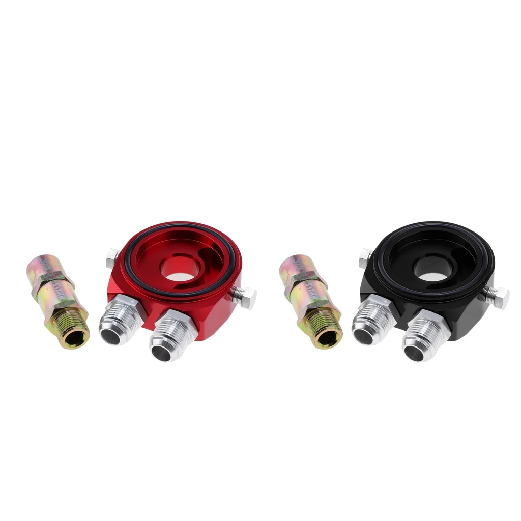 MagiDeal Great Performance Oil Filter Cooler Gauge Sandwich Plate Black+Red