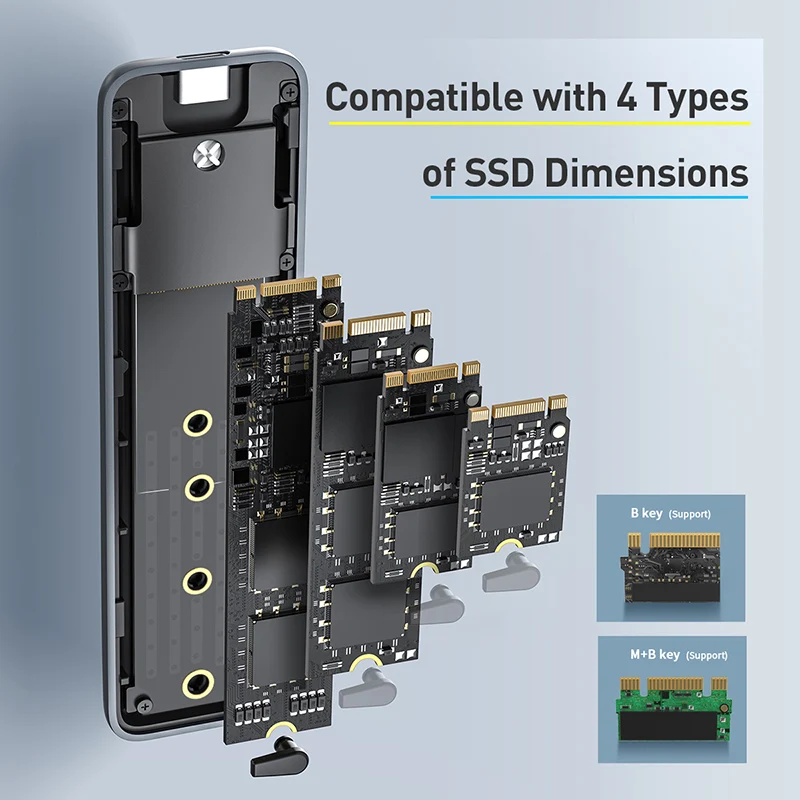 Чехол для SSD Baseus M.2 NGFF корпус на USB Type C 3 1 адаптер SATA PCIE M/B Key чехол диска жесткого