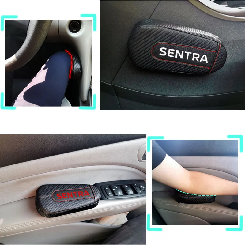 For Nissan Sentra 1pc Carbon Fiber Leather Auto Leg Cushion Knee Pad Car Door Arm Accessories Vehicle Protective | Автомобили и