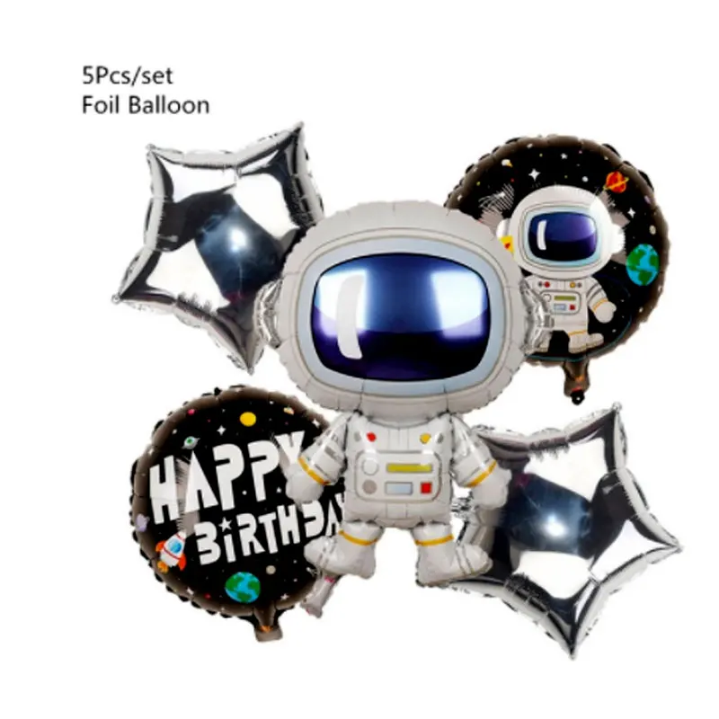 balloon New space theme party astronaut rocket ship aluminum foil balloon Galaxy / sun plate paper cup straws birthday theme party - Цвет: balloon
