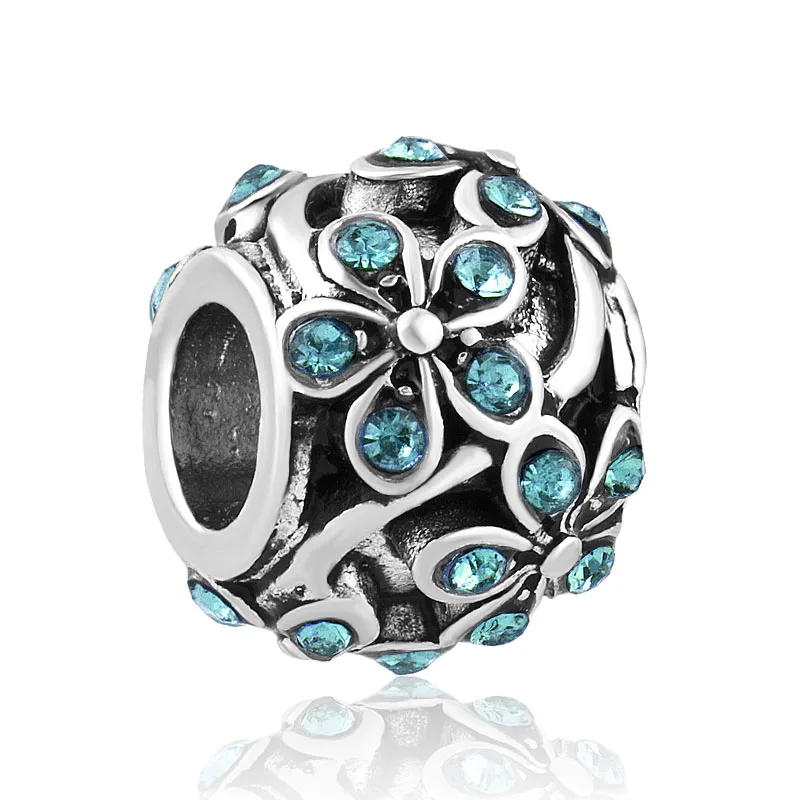 Новый серебряный цвет озеро синяя паве Diy Bead ювелирные аксессуары Подходит для