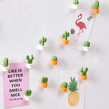 

6pcs Fridge Magnets Cute Mini Succulent Plant Vase set Magnet Button Cactus Refrigerator Message Sticker Magn