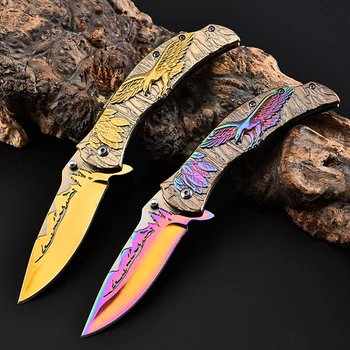 

Colorful Military Knife Sharp Full Steel Knives Tactical Hunting Camping Knife 60HRC Wilderness Survival Folding Pocket Knife