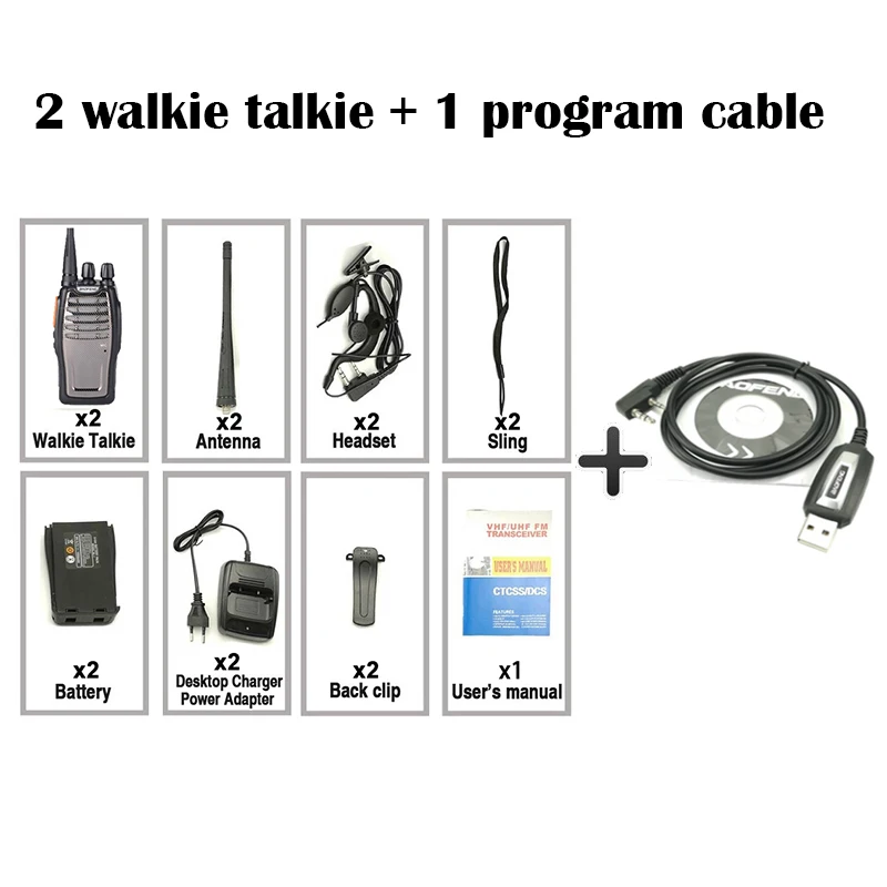 Add 1 program cable 2 шт. Новинка Baofeng Bf-A5 рация 3~ 5 Вт Макс. 5 Вт UHF 400-470 МГц радиостанция Ham Radio Comunicador Portofoon Emisoras - Цвет: Add 1 program cable