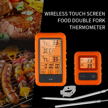 

TS-TP20 Wireless Digital Cooking Thermometer with Dual Probe Kitchen Food Meat Baking Thermograph for Smoker Grill BBQ^