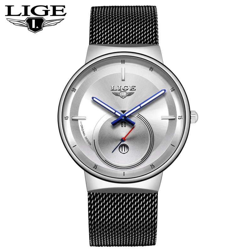 Часы reloj hombre LIGE Мужские кварцевые брендовые Роскошные модные простые