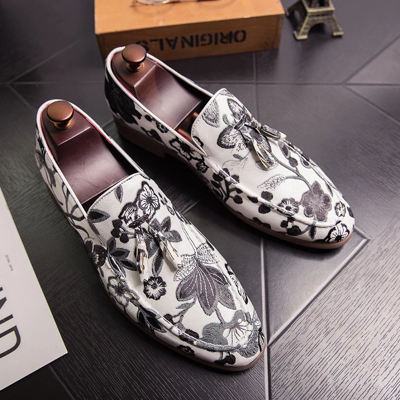 

Leather printing men's casual shoes men's sports shoes men's brand luxury fashion European station white business shoes