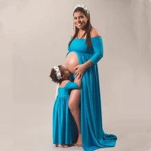 Семейные одинаковые платья с длинными рукавами для мамы и дочки, фотографии для беременных, новые платья для взрослых «Мама и я», платье одежда наряд